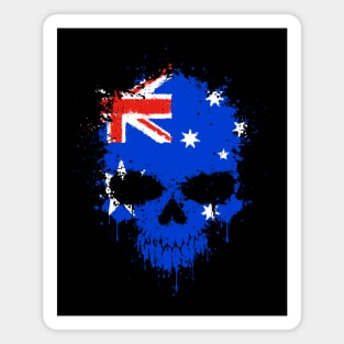 Chaotic Australian Flag Splatter Skull Magnet